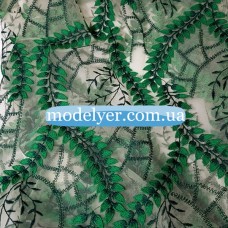 Ткань Сетка с вышивкой (зеленый)